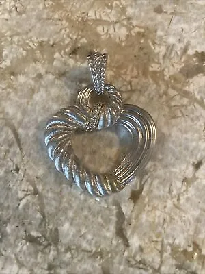 Judith Ripka Large Sterling Silver 14k Clad Heart Pendant DIAMONIQUE  • $45