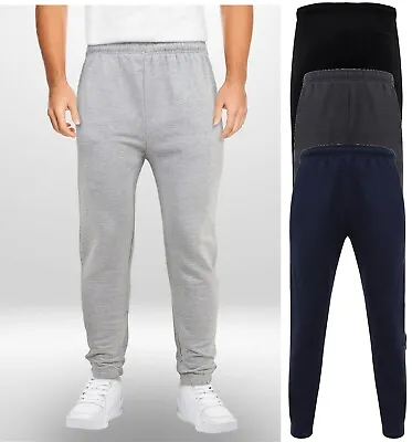 Joggers Mens Boys Adults Jogging Bottoms Lined Plain Pockets Drawstring Size NEW • £9.95