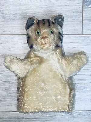 STEIFF Tabby Cat Hand Puppet ~ 1950-60s German Mohair Vintage Kitty Toy Germany • $69.98