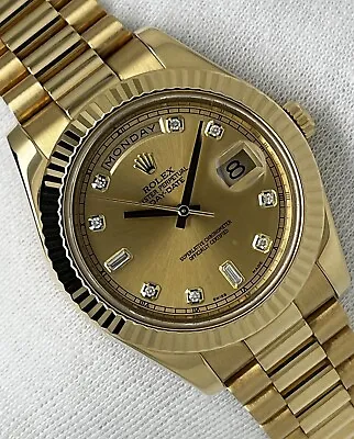 Rolex Day Date II Diamond Dial Factory Yellow Gold Gents Watch 41mm 218238 • £24995