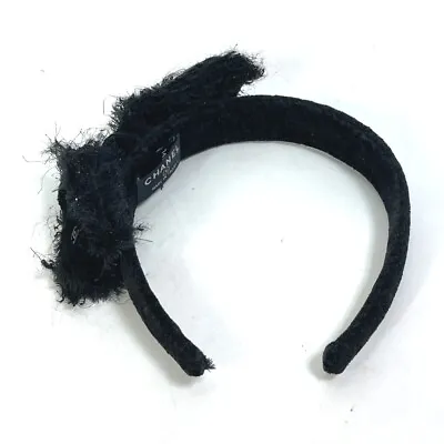 CHANEL 14K Ribbon CC CC Mark Hair Band Headband Tweed Black • $632.50