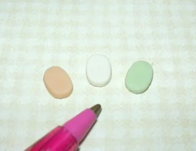 Miniature Pastel Oval Bars Of Bath Soap Set Of 3: DOLLHOUSE 1:12 • $3.98