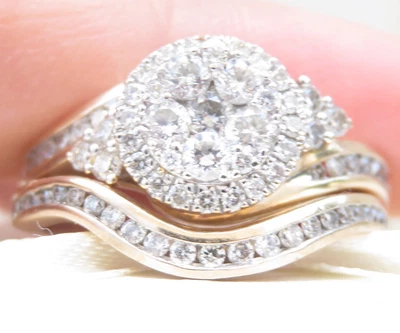 $0.99 • Buy Valuation$3199 Genuine 1.00ct Diamond Bridal Set Rings 9K Yellow Gold