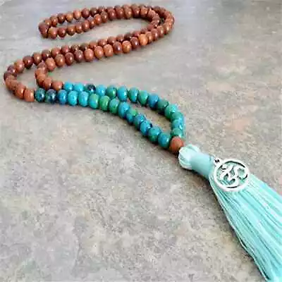 Natural 8mm Malachite Sandalwood 108 Beads Gemstone Mala Bracelet Classic Pray • $11.61