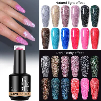 BORN PRETTY 15ml Nail Polish Nude Pink Jelly Gel Glitter Soak Off Nail Polish DIY • $4.04