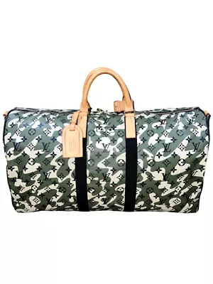 Louis Vuitton Keepall Bandouliere 55 Camo Monogramouflage Weekend Travel Bag • $19995