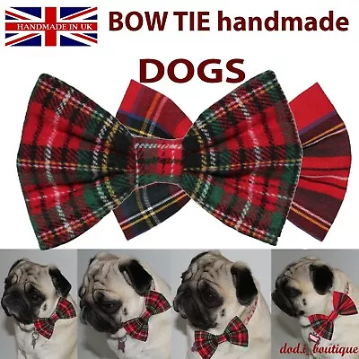 £4.90 • Buy New Dogs Bow Tie Tartan Woven Elastic Attach COLLAR ACCESSORY Handmade UK 