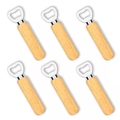 6 Pcs Stainless Steel Flat Bottle Openers With Wooden Handle For Beer Bottles • $12.13