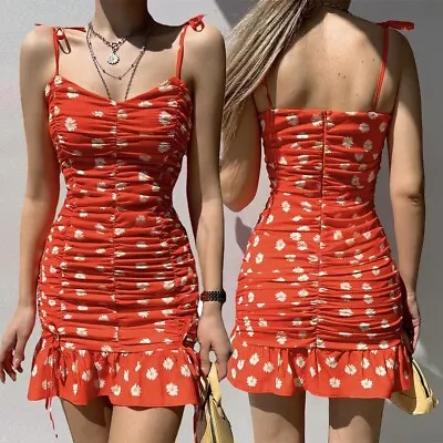 Women Dress Clothes Strap Sundress 2023 V Neck Beach Vacation Bodycon Dresses • $40.65