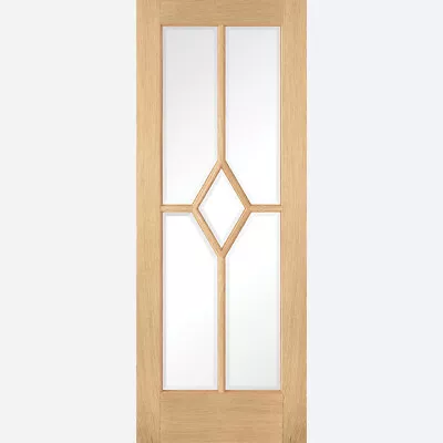 Internal Reims Oak Pre Finished  5 Panel Clear Glazed Doors • £124.99