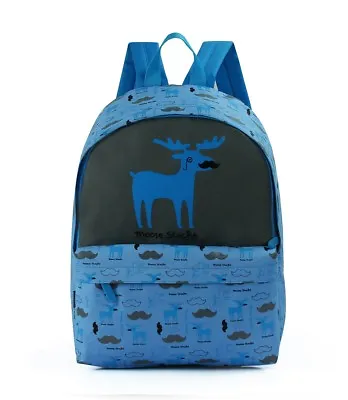 David And Goliath Blue Moose Stache School Backpack Rucksack Bag New With Tags • £14.95
