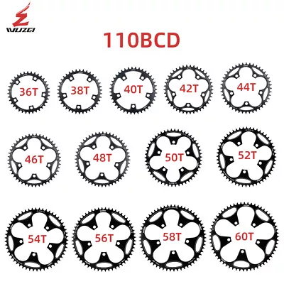 WUZEI 110BCD 130BCD Chainring Narrow Wide Round 36-60 Tooth Road Bike Chainwheel • $10.99