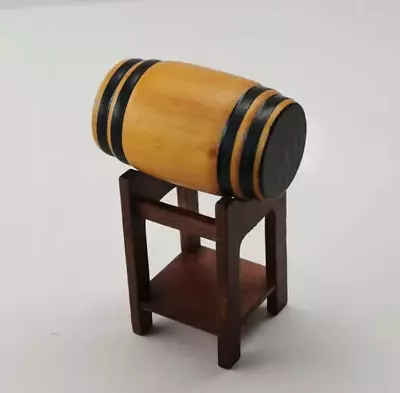 AirAds  1:12 Scale Dollhouse Miniature Wood Wine Barrel With Stand (Set 2) • $11.80
