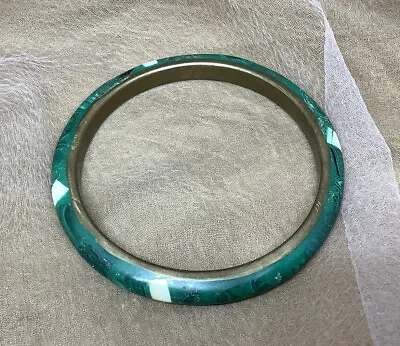 Vintage Southwestern Brass And Malachite Inlay Bangle • $13.39