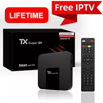 Tx Super 8k LIFETIME Internet Smart Android Tv Box Free TV NO SUBSCRIPTION • £75