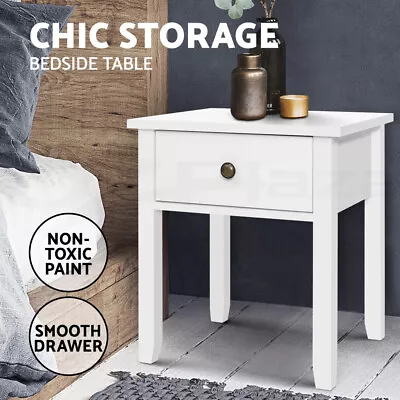 Artiss Bedside Table Drawers Side Table Storage Cabinet Nightstand White BOW • $54.95