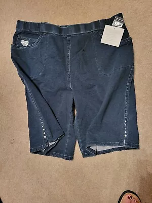 Quacker Factory DreamJeannes  Shorts Dark Wash Large-New Bling Leg • $10