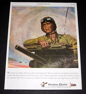 1943 Old Wwii Magazine Print Ad Western Electric Microphone Tank Driver Art! • $12.99