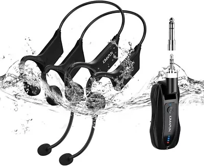 Dual Wireless Headset Microphone For 2 PeopleWork 6hs/165FT Range Fitness Mics • £129.99