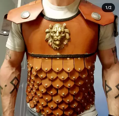 Leather Linothorax Greek Men Armour Medieval Brown Breastplate • $189.90