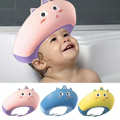 Adjustable Baby Shower Cap Baby Kids Bath Shampoo Shield Hat Wash Hair Hat • £7.21