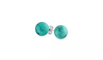 $9.99 • Buy NEW .925 Solid Sterling Silver Simple & Elegant 6mm Turquoise Ball Stud Earrings