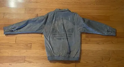 $249.99 • Buy Vintage Adidas 1980s Leather Bomber Jacket Suede Grey Run DMC Size Small