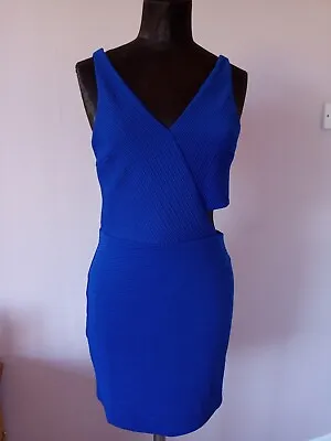 £10 • Buy Miss Selfridge Cobalt Blue Ribbed Cut Out Body Con Dress SIZE 12 BNWT £28 