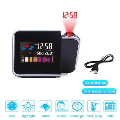 £8.88 • Buy Smart Alarm Clock LED Digital Projector Time Temperature Projection LCD Display