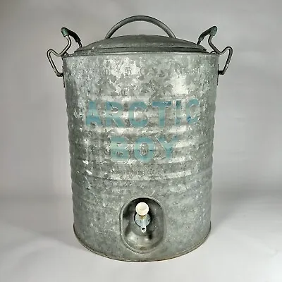 Vintage Arctic Boy 5 Gallon Stainless Steel Water Cooler W/ Spigot Handles • $20.90