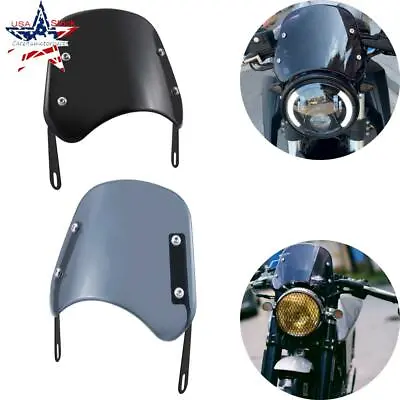 Universal 5 -7  Round Headlight Motorcycle Smoke Windshield Windscreen For Honda • $21.32