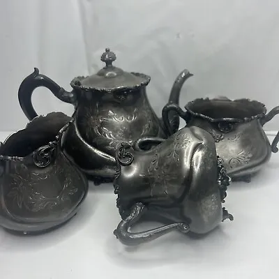 Vintage Eureka Silver Teapot Set QUADRUPLE Plate 290 Lot Of 4 • $74.99