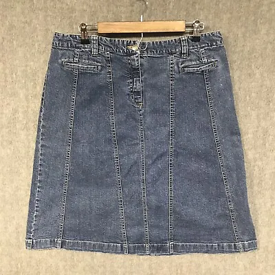Style Co Skirt Womens 16 Blue Denim Midi Stretch Jean Pockets A Line • $15.29