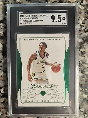 Magic Johnson 5/5 Emerald Gem 2017 Panini Flawless Collegiate Basketball Card • $247