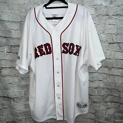 VINTAGE USA MAJESTIC RED SOX Dustin Pedroia #15 MLB JERSEY Red White SZ XXL • $43.41