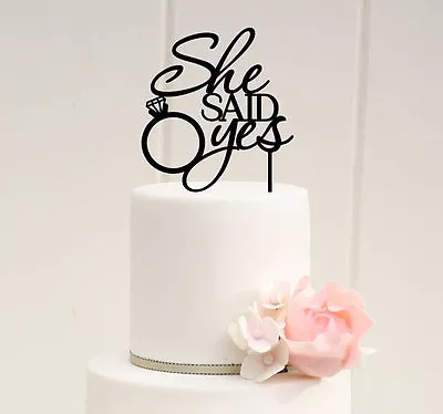 She Said Yes Cake Topper Bridal Shower Wedding Cake Decorations USA • $9.99