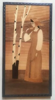 1979-Marquetry-panel-Wood Inlay - Folk -  Alenka - 8X14 • $9