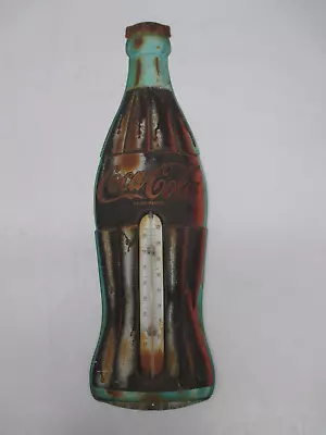 Vtg Coca-Cola Soda Pop Bottle Advertising Metal Sign Thermometer 29  As Is • $39.95