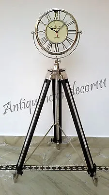 Thanksgiving Day Nautical Clock 12  On Heavy Floor Tripod Nautical Brass Clock • $226.22