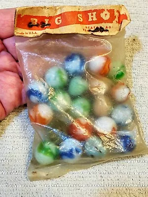 20 Vintage Glass Marbles BIG SHOT In Bag Estate Auction Find ~NOS  1950's • $19.99