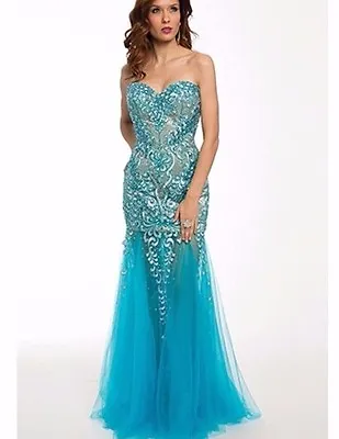 $800 Nwot Turquoise Jovani Prom/pageant/formal Dress/gown #79213 Size 12 • $175