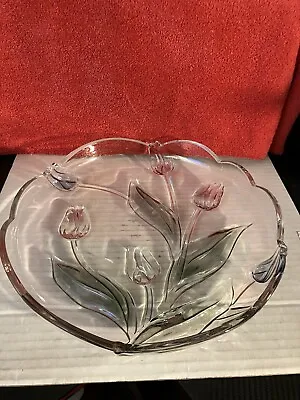 Mikasa Tivoli Crystal Tulips 12” Round Glass Serving Platter West Germany DWK • $40