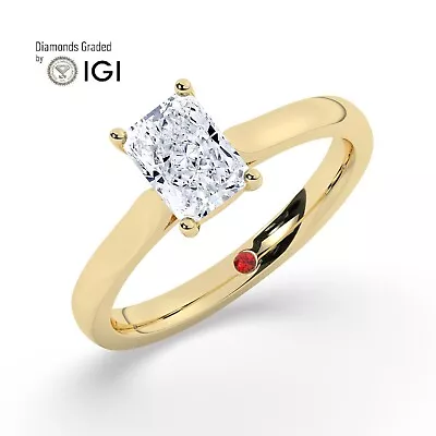 IGI1.00 CTSolitaire Lab-Grown Radiant Diamond Engagement Ring 18K Yellow Gold • £936