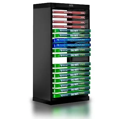 Black 18 Game Storage Tower For PS5 PS4 PS3 Xbox One Series S/X & Blu-Ray Discs • £16.49