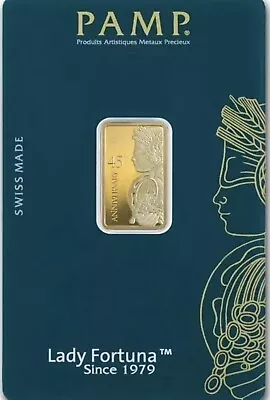 5 Gram Gold Bar-PAMP Lady Fortuna 45th Anniversary (In Assay) • $448