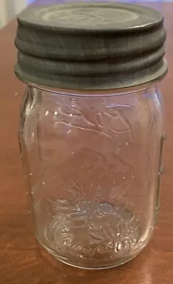 Vintage 70's Ball Mason Canning Jar Sculptured Glass Wild Rose Flower W/ Lid • $24.99