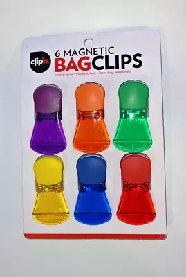 Clip'n 6 Magnetic Bag Clips Multi-Purpose Assorted Colors 3 Inches In Length • $9.95