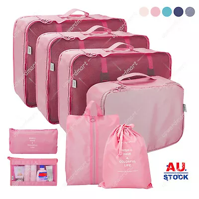 8PCS Travel Luggage Organiser Set Suitcase Storage Bags Clothing Packing Cubes • $14.99