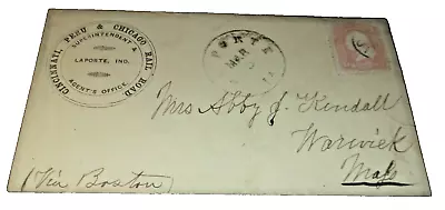 1866 Cincinnati Peru & Chicago Used Laporte Indiana Company Envelope Wabash • $75