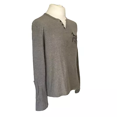 £8.49 • Buy URBAN SPIRIT Mens Grey Striped TOP SIZE L Thick T Shirt Cotton Blend Long Sleeve